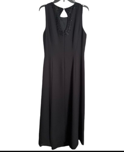 Liz Claiborne Night Sleeveless Long Black Sleeveless Beaded Gown Sz 20 Elegant