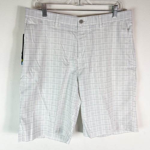PGA TOUR NWT Men's Mptionflux 360 Bright White Textured Printed Shorts Size 34
