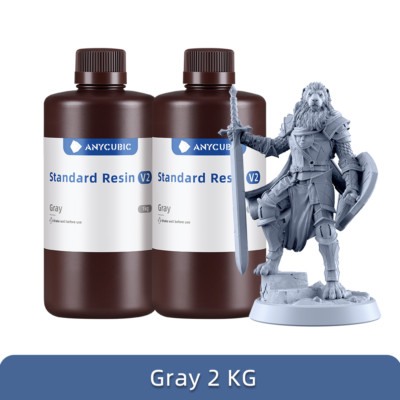2KG ANYCUBIC Grau Standard Resin V2 für LCD SLA 3D Drucker Gray UV Resin 405nm