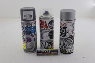 E-Tech Alufelgen Refurb Restore Kitt, Grundierung, Lack & Chrom Silber Lack