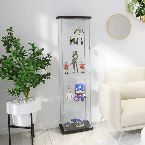 Glass Display Cabinet 4 Display Shelves Floor Standing w/Door Curio Bookshelf US - Picture 11 of 16