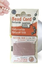 2 X Griffin Natural Silk Beading Cord Thread /Needle Size 12  Dark Pink 