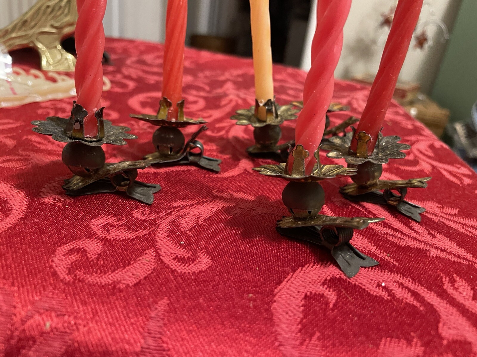 6 Vtg Christmas Clip W/ Candle Holders For Tree & 13 Vtg Icicle Tree Decorations