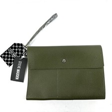 Steve Madden Pouch And Card Case Olive Green Faux Leather Clutch NWT