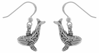 Jewelry Trends Sterling Silver Celtic Knotwork Whale Dangle Earrings