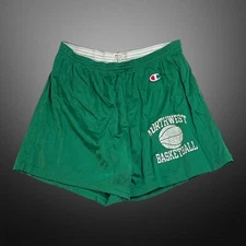 Vintage Mens Champion Northwest Basketball Shorts Green Big C M Medium