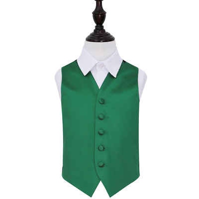 Smaragdgrün Satin Uni Solid Page Jungen Kinder Hochzeit Weste Weste von DQT