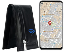 Mens Smart Wallet Anti-Lost Tracker Bluetooth Device Bifold Genuine Leather Soft
