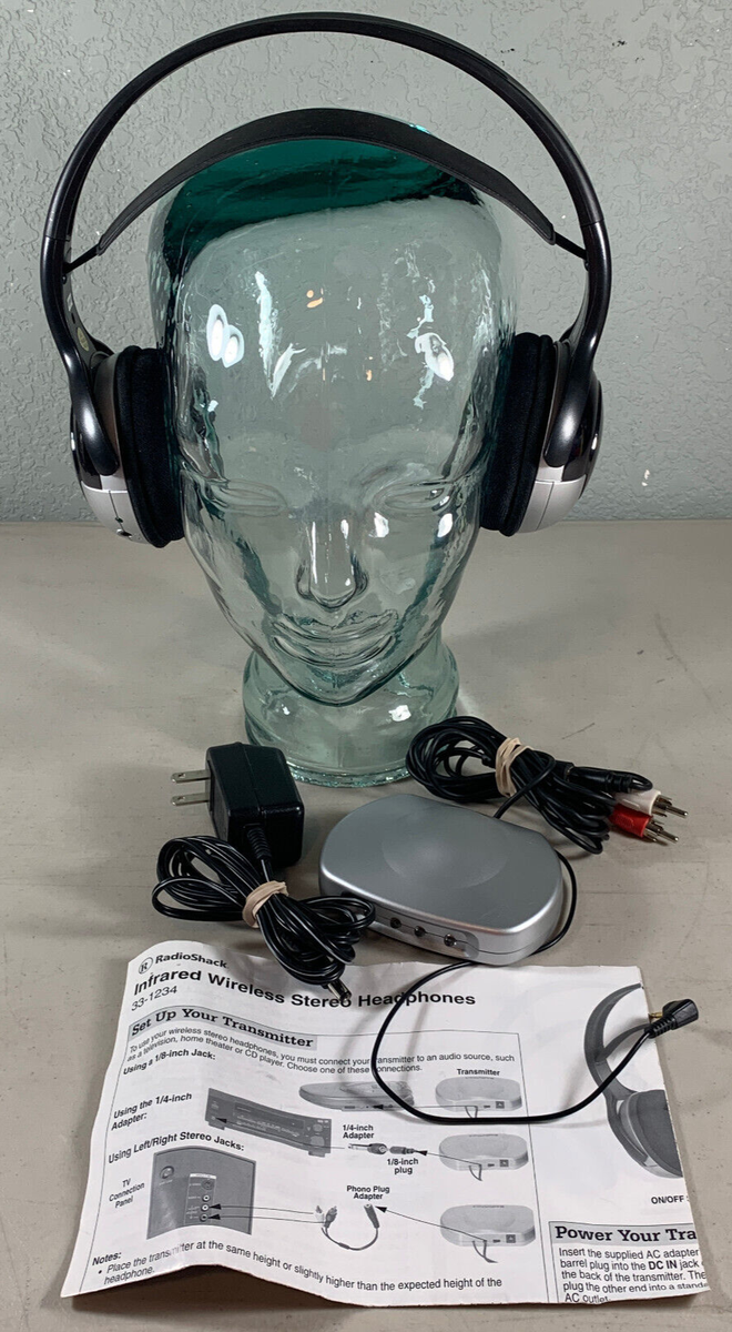 Tested Works Radio Shack 33-1234 Infrared Wirless Stereo Headphones w/  Manual - Main Image