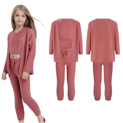 Girls Tracksuit Teens Qutfits Ballerina Set Dancing Vest Pants And Coat Yoga - Picture 6 of 22