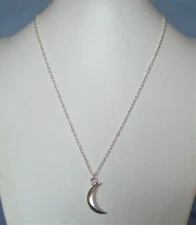 3D Crescent Moon Pendant 22" Chain Celestial Necklace in Gift Bag
