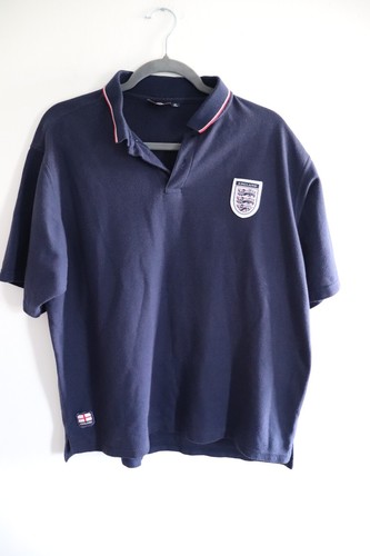 England Football Polo Shirt - Navy Blue, Size XL, with Embroidered Crest