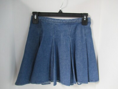Junior`s SO High-Rise Pleated Denim Mini Skirt Blue Size