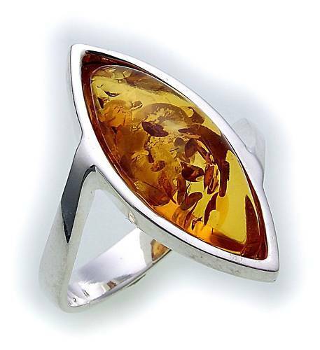 Damen Ring echt Bernstein in Silber 925 Bernsteinring Sterlingsilber N8547 BE - Picture 1 of 2