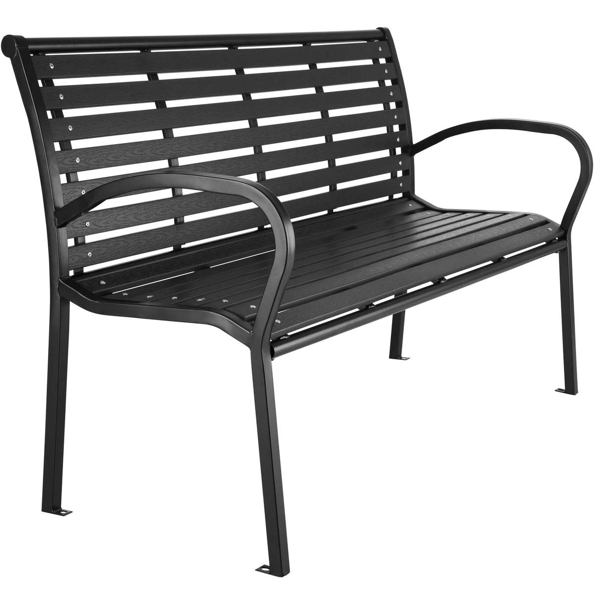 Garden Bench Park Terrace Furniture Outdoor Painted Steel Black