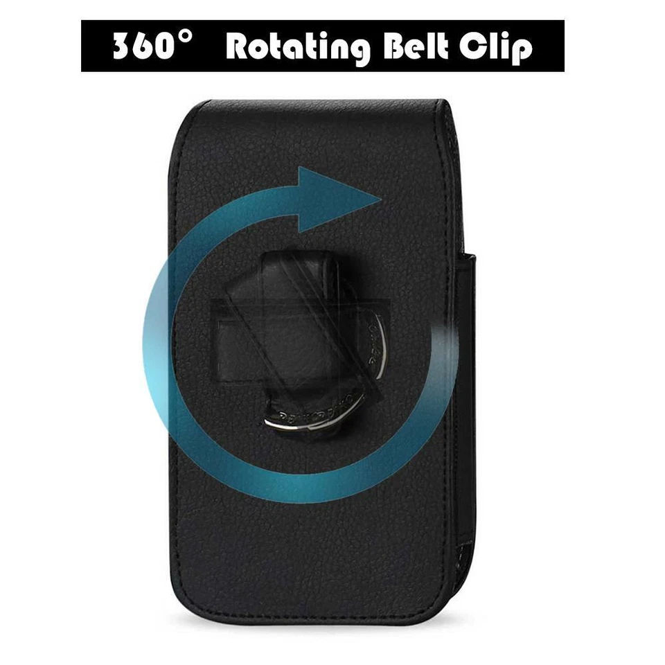 Funda vertical de cuero para teléfonos Funda con clip para cinturón XL se adapta a cubierta Otterbox Foto 3 de 4