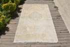 Turkish Rug 4x7 Handwoven Oushak Rug 135x220cm Natural Wool Carpet Muted Rug