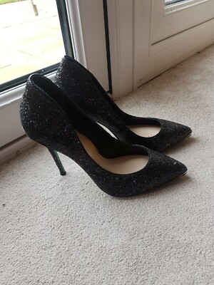 Topshop CJG High Heel Court Shoes*BNWOB*sparkle*black*pointed*green  sole*branded UK