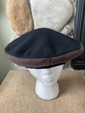 Vintage Wool Beret Black  Brown Unisex Medium-Large Francesca