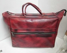 Originale 70er 80er Anni Viaggio Similpelle Bordeaux 44x40 CM 70s Vintage