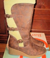 Baretraps Memory foam Brown Girl Boots Fur Trim size 1 1/2M New Tags