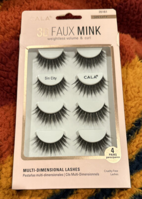 CALA 3D Faux Mink False Eyelashes #35111 Sin City Multi-Dimensional 4 Pairs