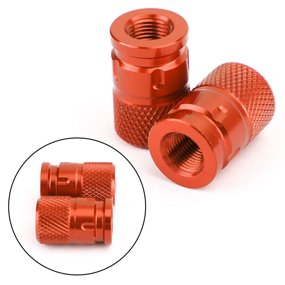 Alumnum Orane Anti-Thief Tire Valve Stem Cap For Motorcycle Car Truck Bike SL E6 - Image 3 of 4