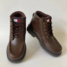 Tommy Hilfiger Boys Boots Union Moc Size 3M Brown Leather Shoes J20431 Bootie