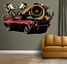 American Muscle Turbo Piston Sports Car Black 3d View Sticker Poster Decal V1