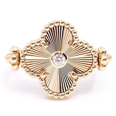 Van Cleef & Arpels Vintage Alhambra Reversible Ring 750RG US#6 P0069737
