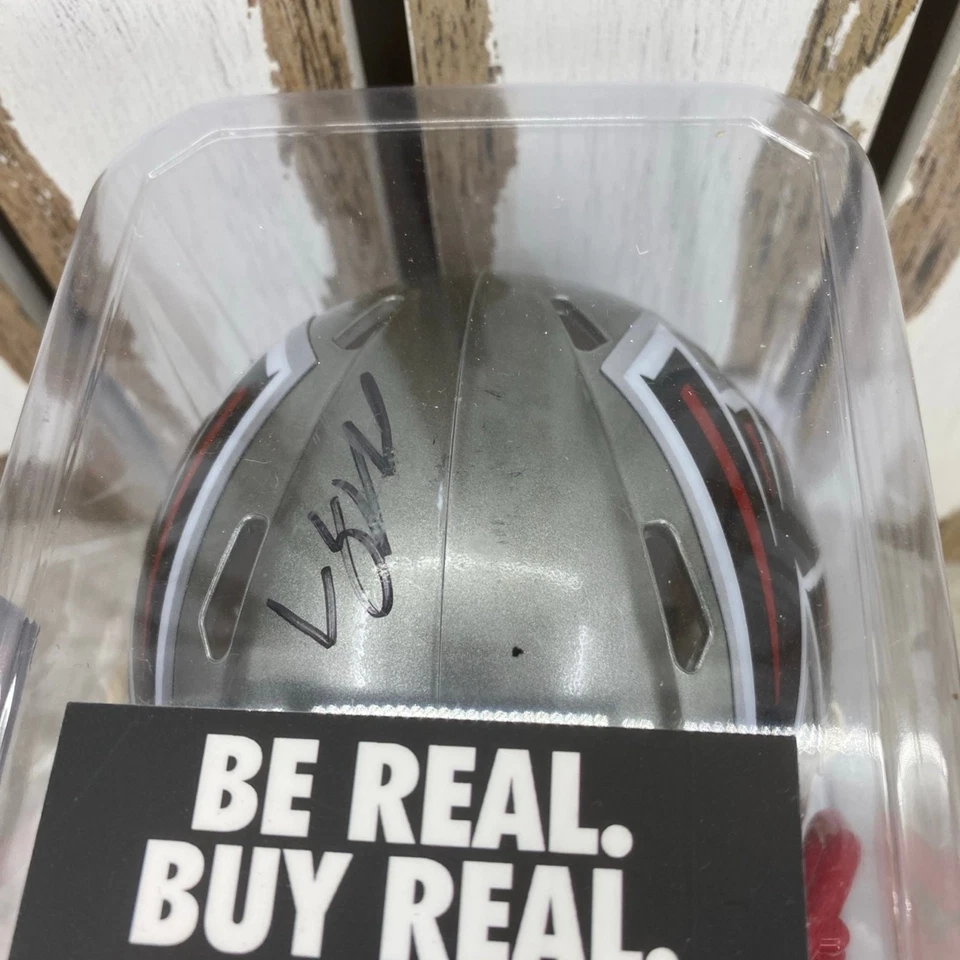 Minicasco autografiado por Michael Vick Atlanta Falcons Flash alternativo Beckett Foto 2 de 4