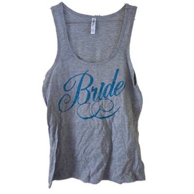 Sofra Blue Sparkly Bride Gray Tank Top