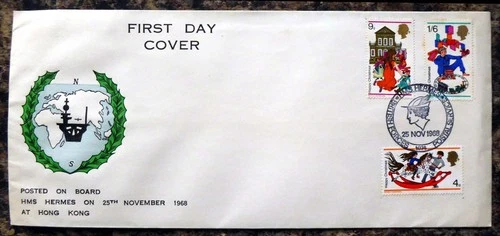 GB 1968 Xmas Posted on Board HMS Hermes Special BFPO Hong Kong Cancel GS811