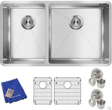 Dent Elkay Crosstown 18 Gauge Stainless Steel 31-1/2" x 18-1/2" x 9" 40/60 Doubl