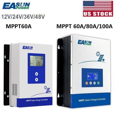 Easun 60A 80A 100A MPPT Solar Panel Regulator Charge Controller 12/24/36/48V US