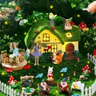 50 Pcs Solar Fairy House Garden Accessories Light up Flocked Fairy Figures Ga...