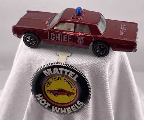 Hot Wheels Redline Car 1968 Fire Chief Cruiser With Button All Original #12