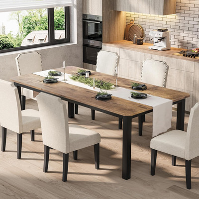Industrial 78.7'' Dining Table for 6-8, Sturdy Metal Frame, Multi-Use