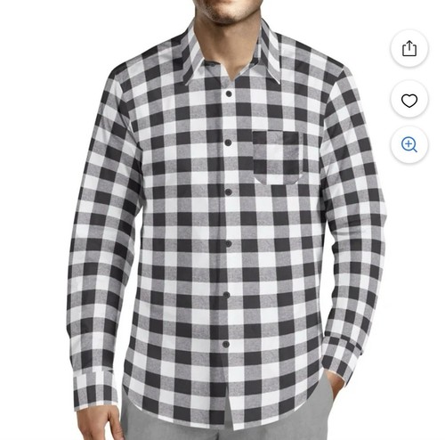 Visive Plaid Shirt Men Cotton Streetwear Cardigan Black White New 2X-L - Picture 2 of 5