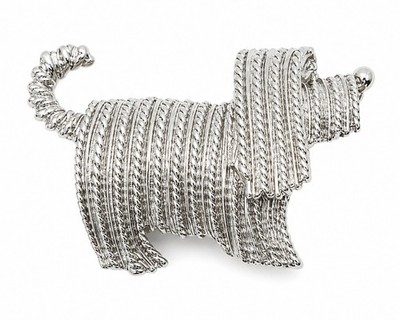 Vintage Sarah Coventry Shaggy Dog Brooch Silver Tone Terrier Pin 1.5 