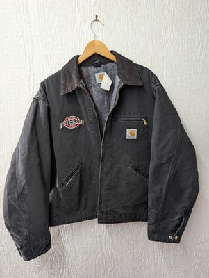 Vintage Carhartt J01 Blk Black Detroit Blanket Lined Jacket Coat USA Size 50