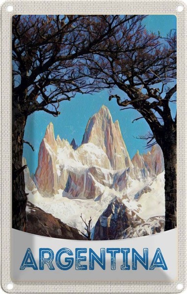 Blechschild 30X20 Cm Argentinien Gebirge Wanderung Bildmotiv Reisemotiv Abenteue-image