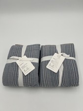 Pottery Barn Soft Cotton Stripe Pillow Shams - Standard Dyed Blue - Set of 2 NWT