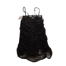 Wild Fable Black Mesh Ruched Mini Dress Sleeveless Adjustable Straps Large NWT