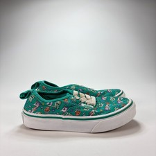 Vans Authentic Elastic Sea Party Green Skate Sneakers Youth Girls Size 12.5