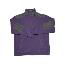 Kinboch Anderson Sweater Mens Extra Large Purple 1/4 Zip Scotland Elbow Patch XL