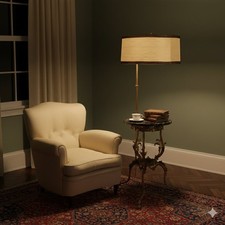 Lampada da Terra Antica con Tavolino Bronzo Marmo Italia XX Secolo Originale