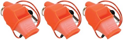 Fox 40 Sonik Blast CMG 3-Chamber Pealess Whistle + Lanyard, Orange (3-Pack)