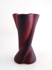 Vintage Art Pottery Mulberry Three Tube Twist Vase signed Van Briggle USA 7"