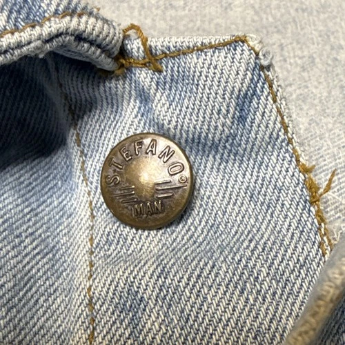 Vintage 90s Stefano Man Basic Original Design Denim Jacket Medium Light Wash Tru image 6